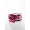 Pembe Renk Simli Makyaj Çantası
