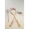Pembe Renk Taç/Asa Set