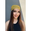 Sarı Renk Simli Fular