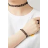 Siyah Renk Elastik Choker Kolye | Bileklik Ve Yüzük Set