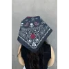 Siyah Renk Kurukafa Figürlü Bandana