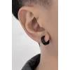 Siyah Renk Unisex Çelik Halka Küpe (Çift)