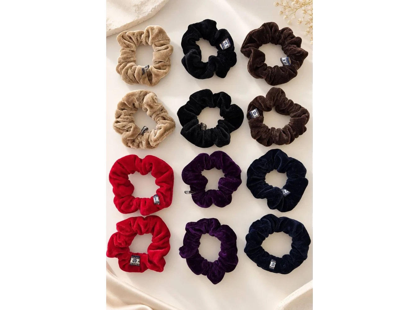 12li Karışık Renk Kadife Simit Toka Set