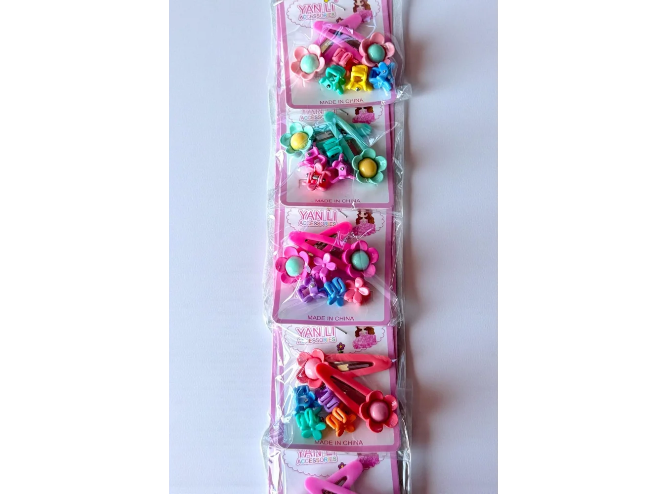 6lı Karışık Renk Çiçek Figürlü Yan Toka Set