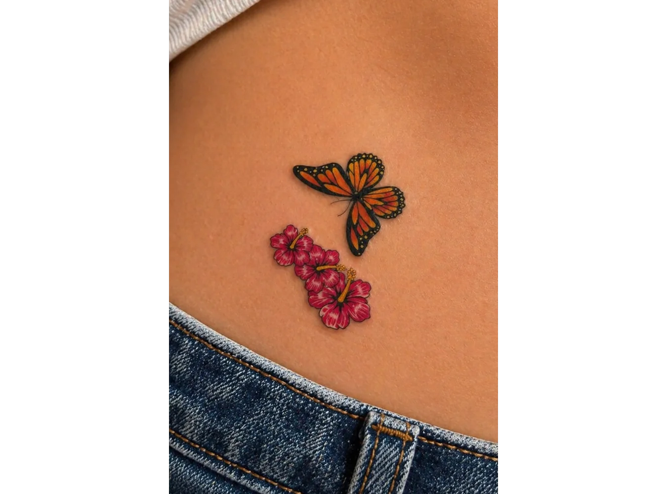 Geçici Kelebek Ve Çiçek Figürlü Mini Dövme Tattoo