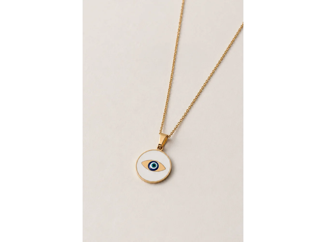 Altın Renk Göz Figürlü Çelik Kolye