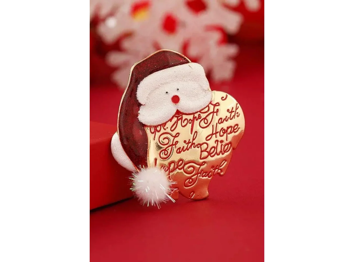 Altın Renk Noel Baba Figürlü Yılbaşı Temalı Broş