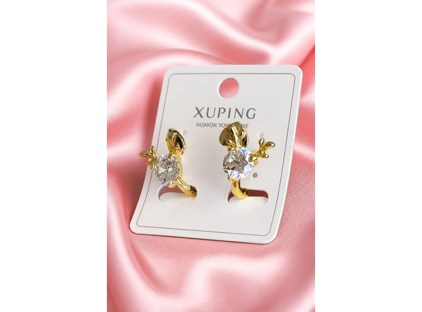 Altın Renk Taşlı Xuping Halka Küpe (Çift)