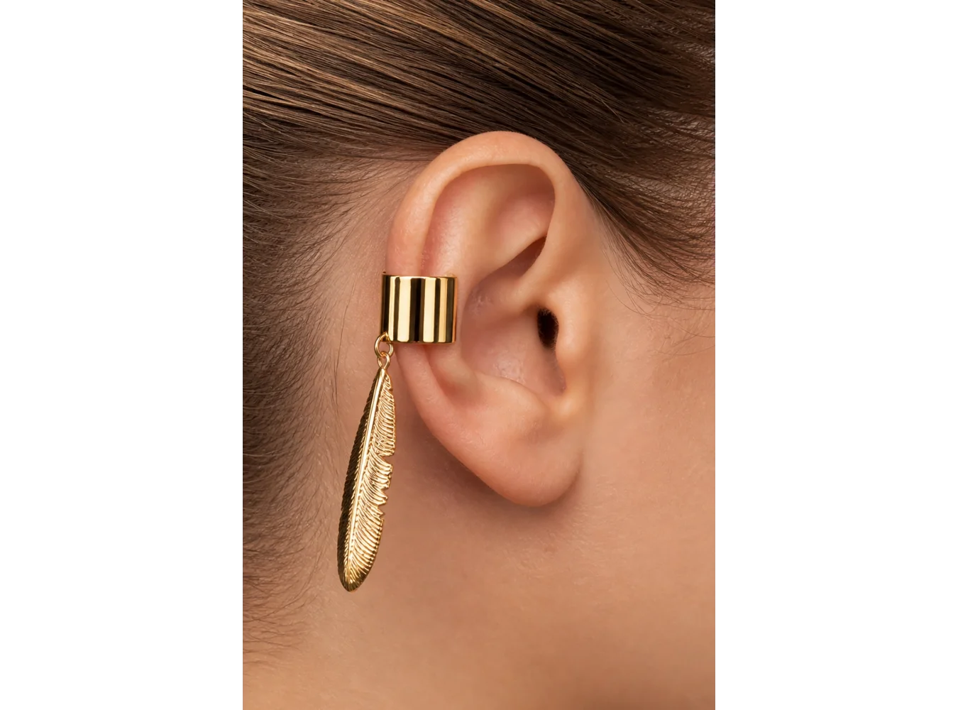 Altın Renk Yaprak Figürlü Xuping Ear Cuff (Çift)