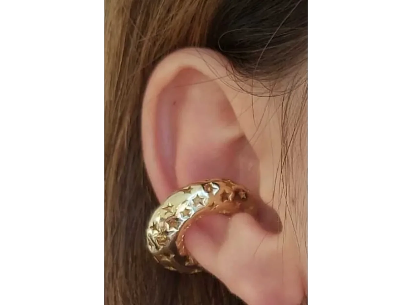 Altın Renk Yıldız Figürlü Halka Tx Ear Cuff (Tek)