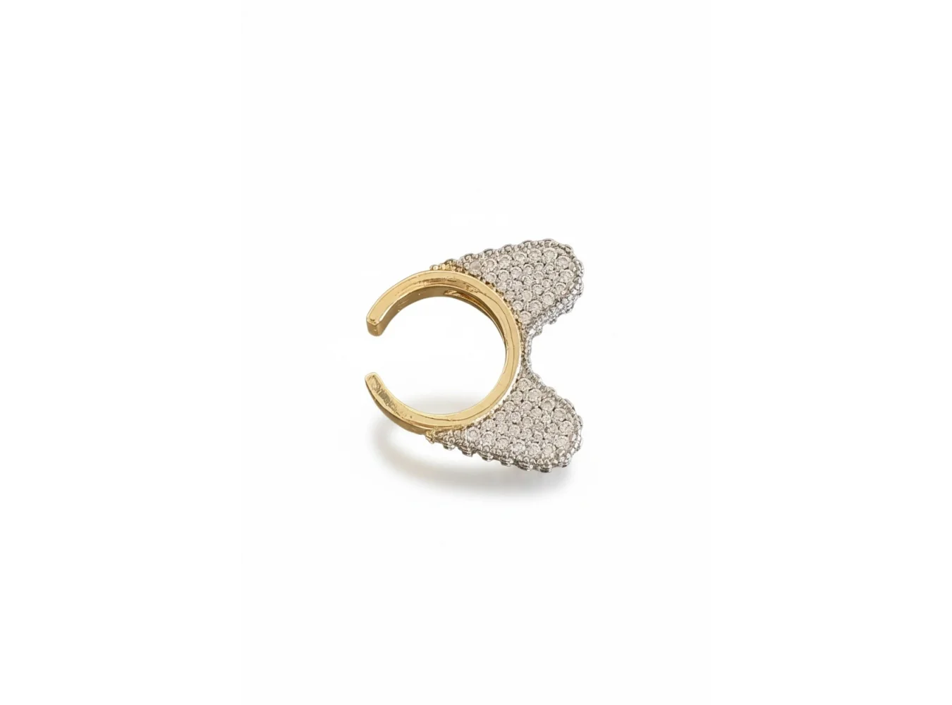 Altın Ve Gümüş Renk Taşlı Tx Ear Cuff  (Tek)