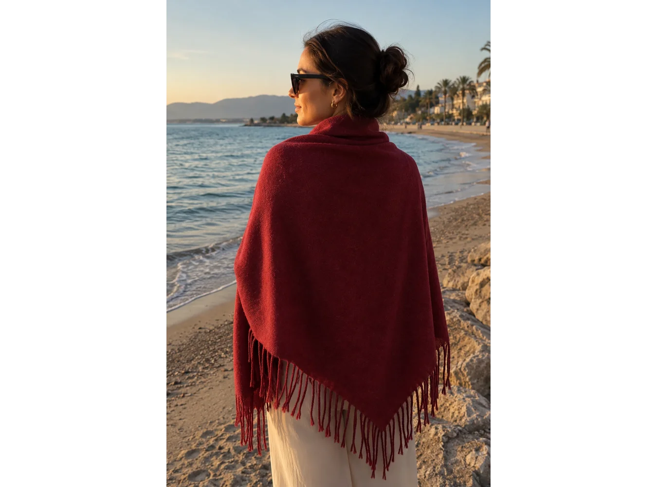 Bordo Renk Omuz Şalı/Atkı