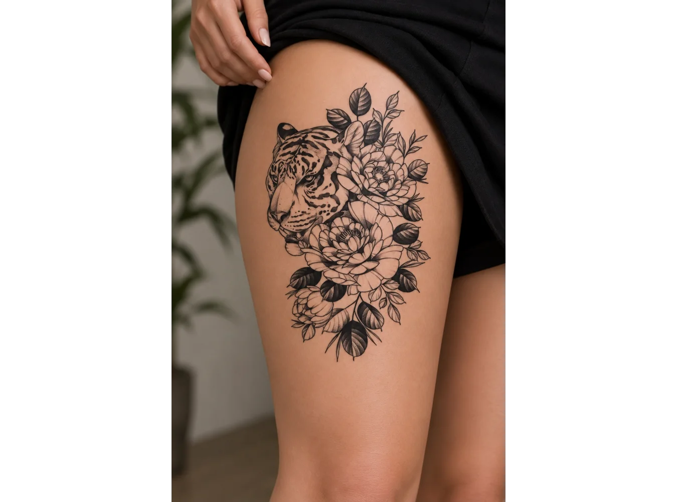Çiçekli Kaplan Geçici Dövme Tattoo