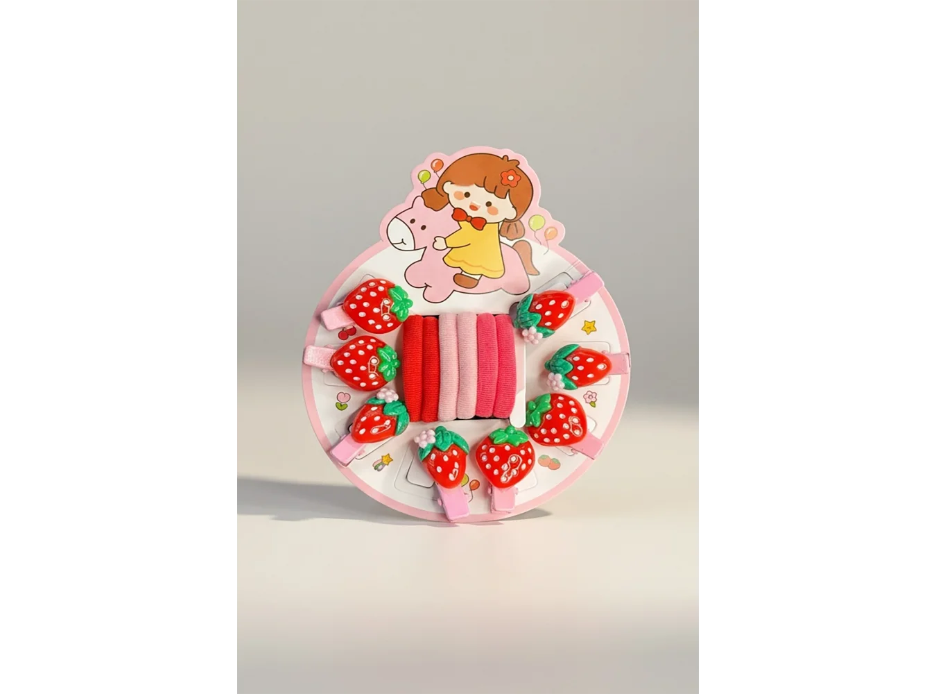 Çilek Figürlü Mini Yan/Lastik Toka Ve  Set