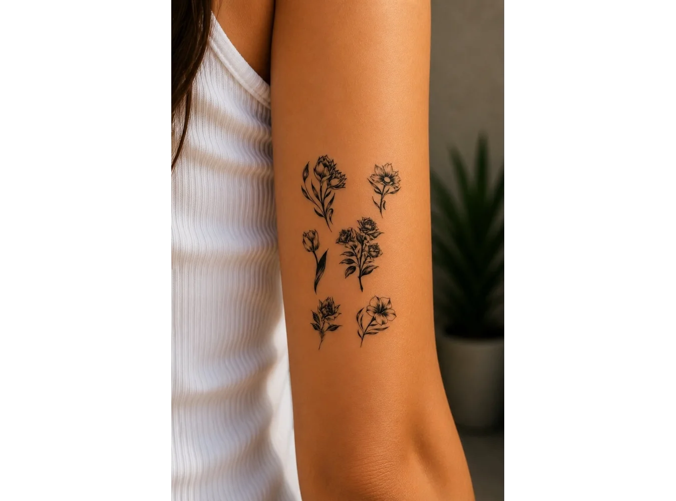 Çoklu Çiçek Mini Dövme Geçici Tattoo
