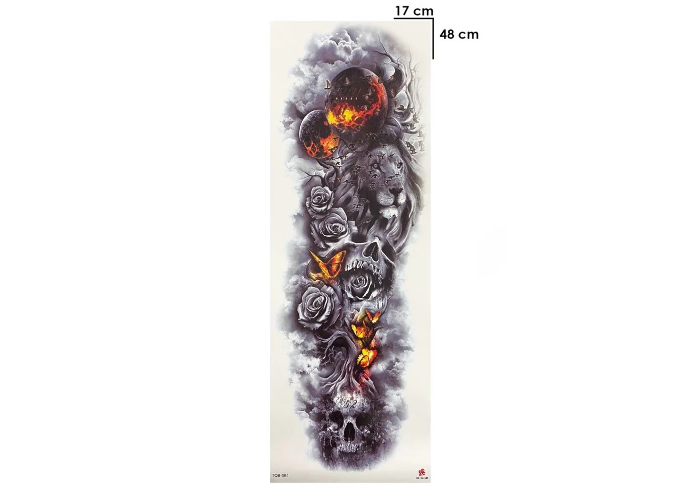Geçici Aslan ve Kurukafa Modelli Kol Dövme Tattoo