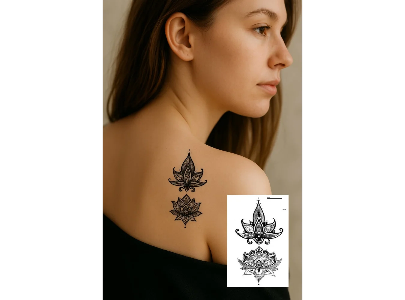 Geçici Lotus Figürlü Mini Dövme Tattoo