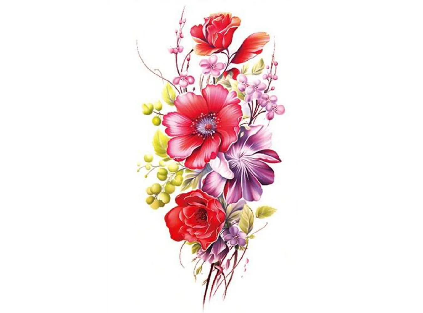 Geçici Çiçek Figürlü Dövme Tattoo