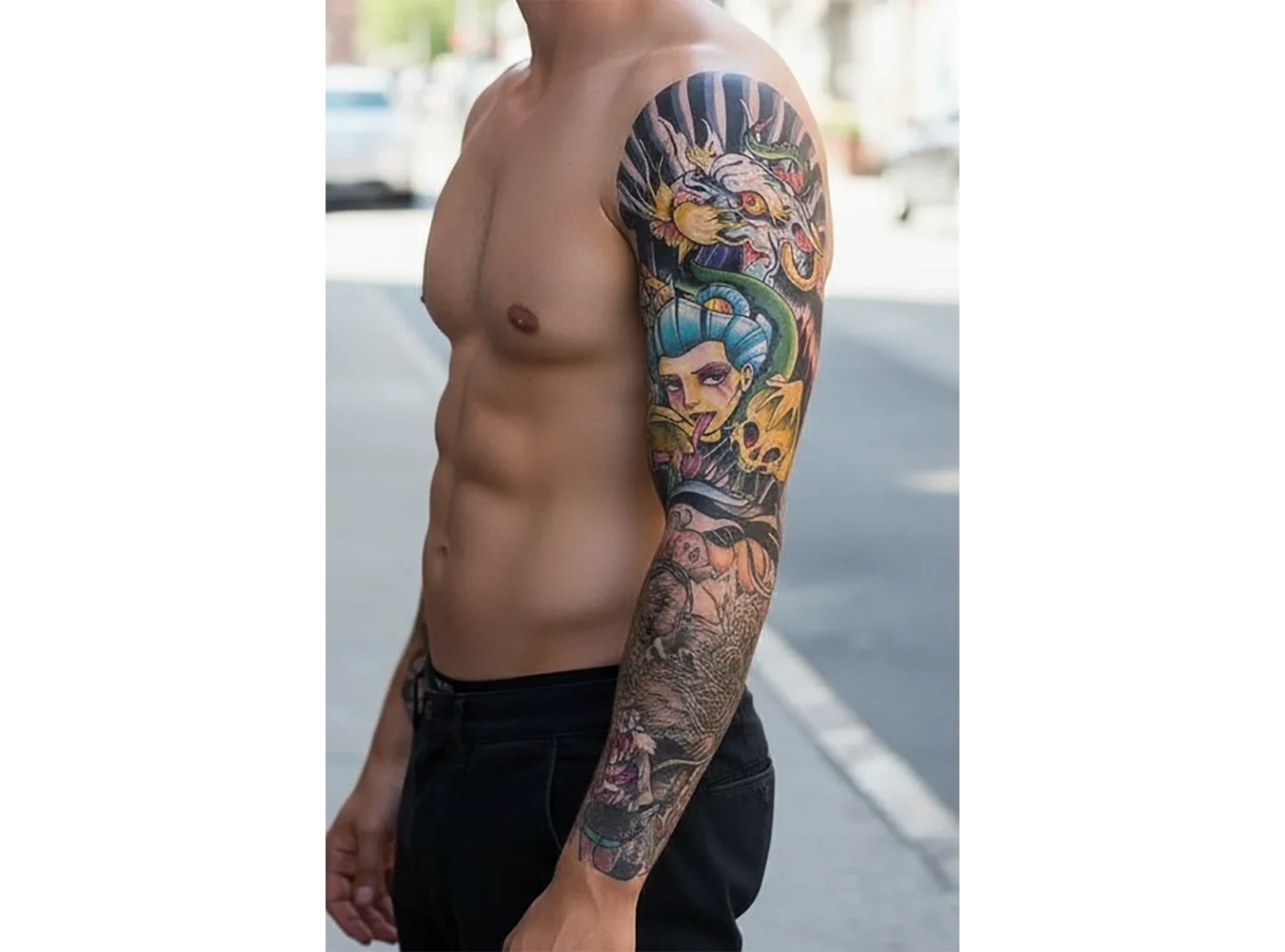 Geçici Kadın Modelli Kol Dövme Tattoo