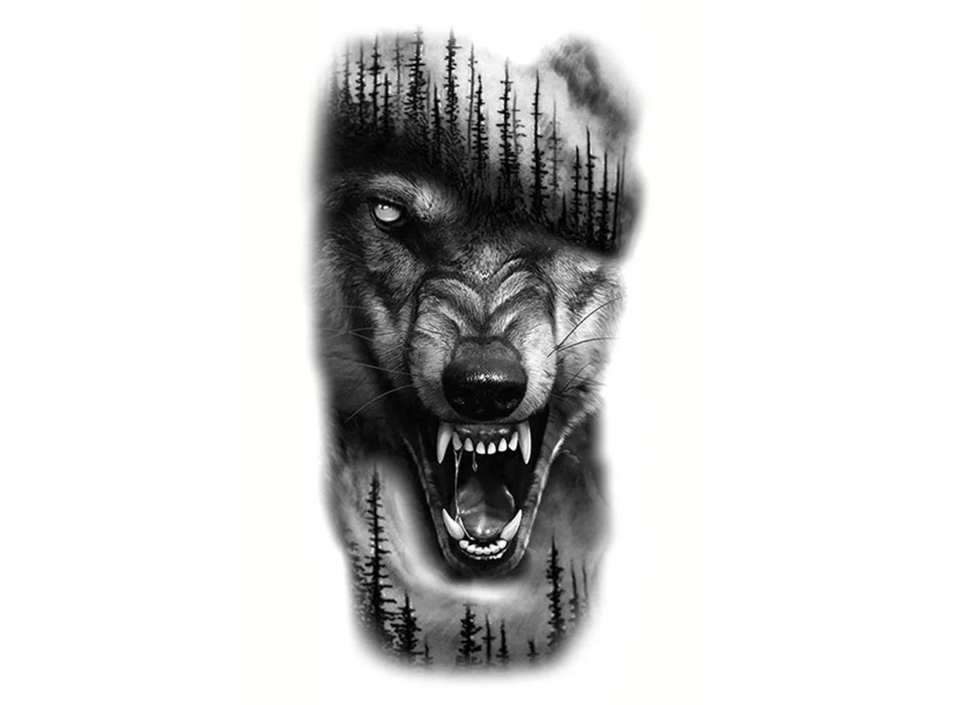 Geçici Kurt Figürlü Dövme Tattoo