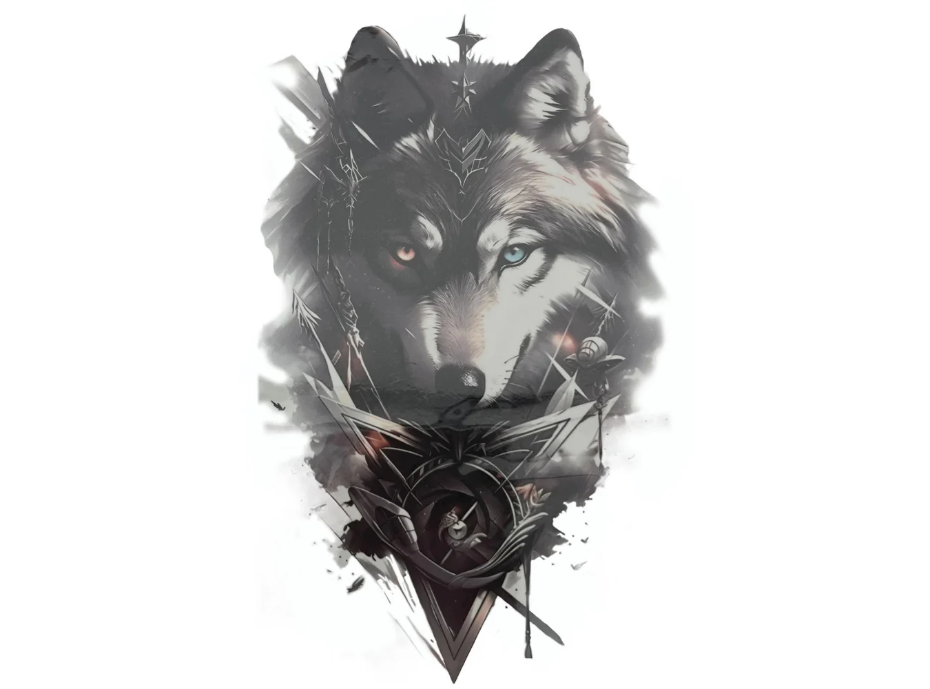 Geçici Kurt Figürlü Dövme Tattoo