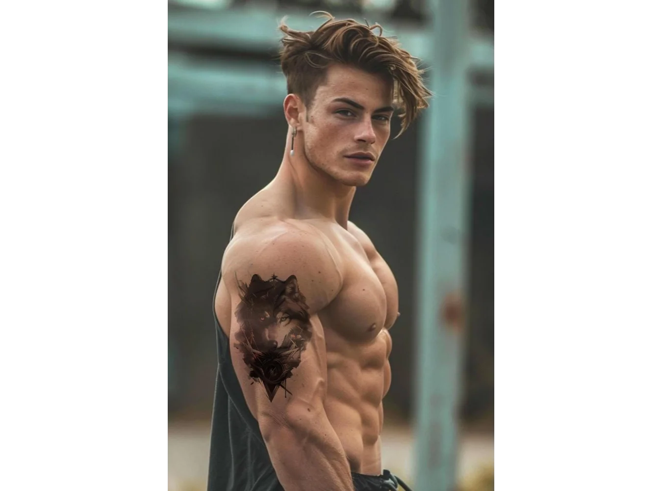 Geçici Kurt Figürlü Dövme Tattoo