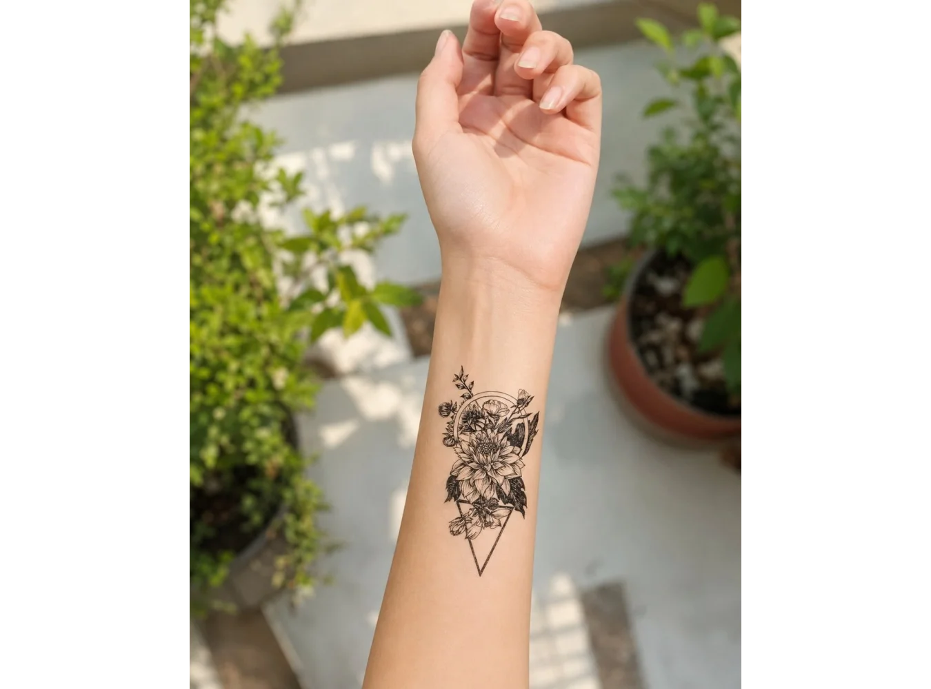 Geometrik Çiçek Mini Geçici Dövme Tattoo