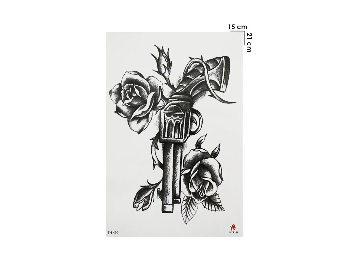 Geçici Silah Ve Çiçek Figürlü Dövme Tattoo