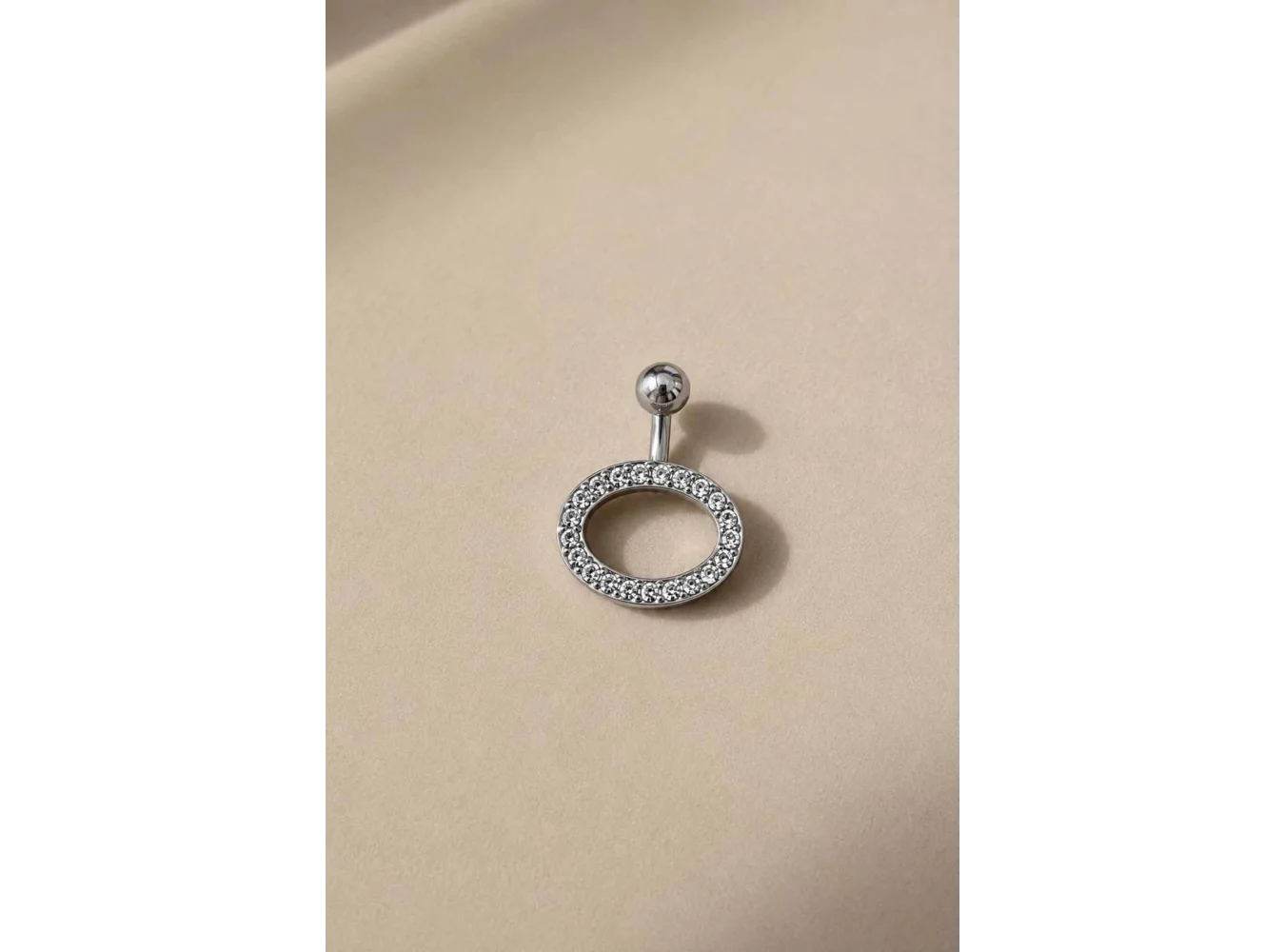 Gümüş Renk Taşlı Cerrahi Çelik Göbek Piercing