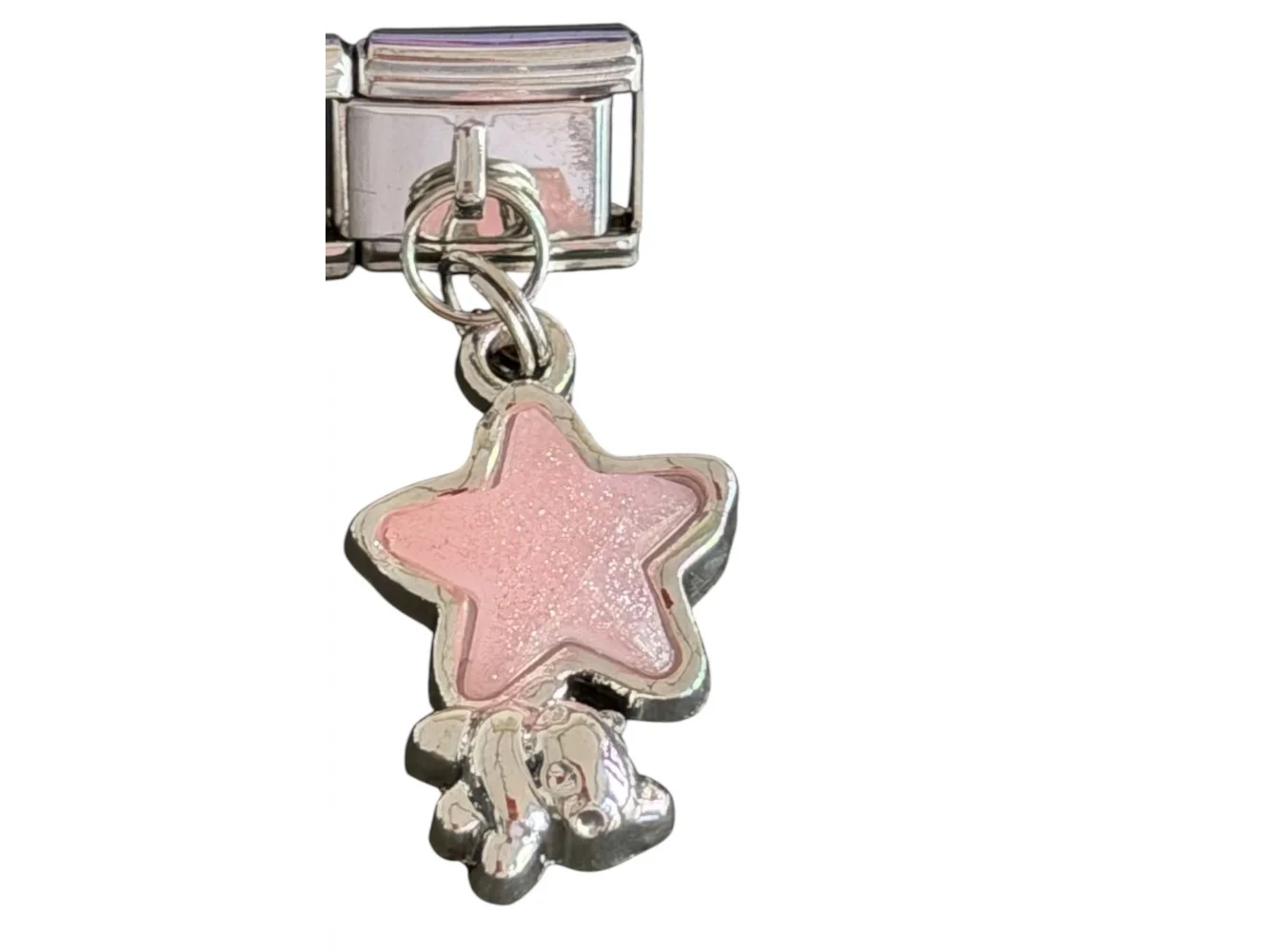 Gümüş Renk Yıldız Ve Ayıcık Figürlü Çelik Nomination Charm (Tek)