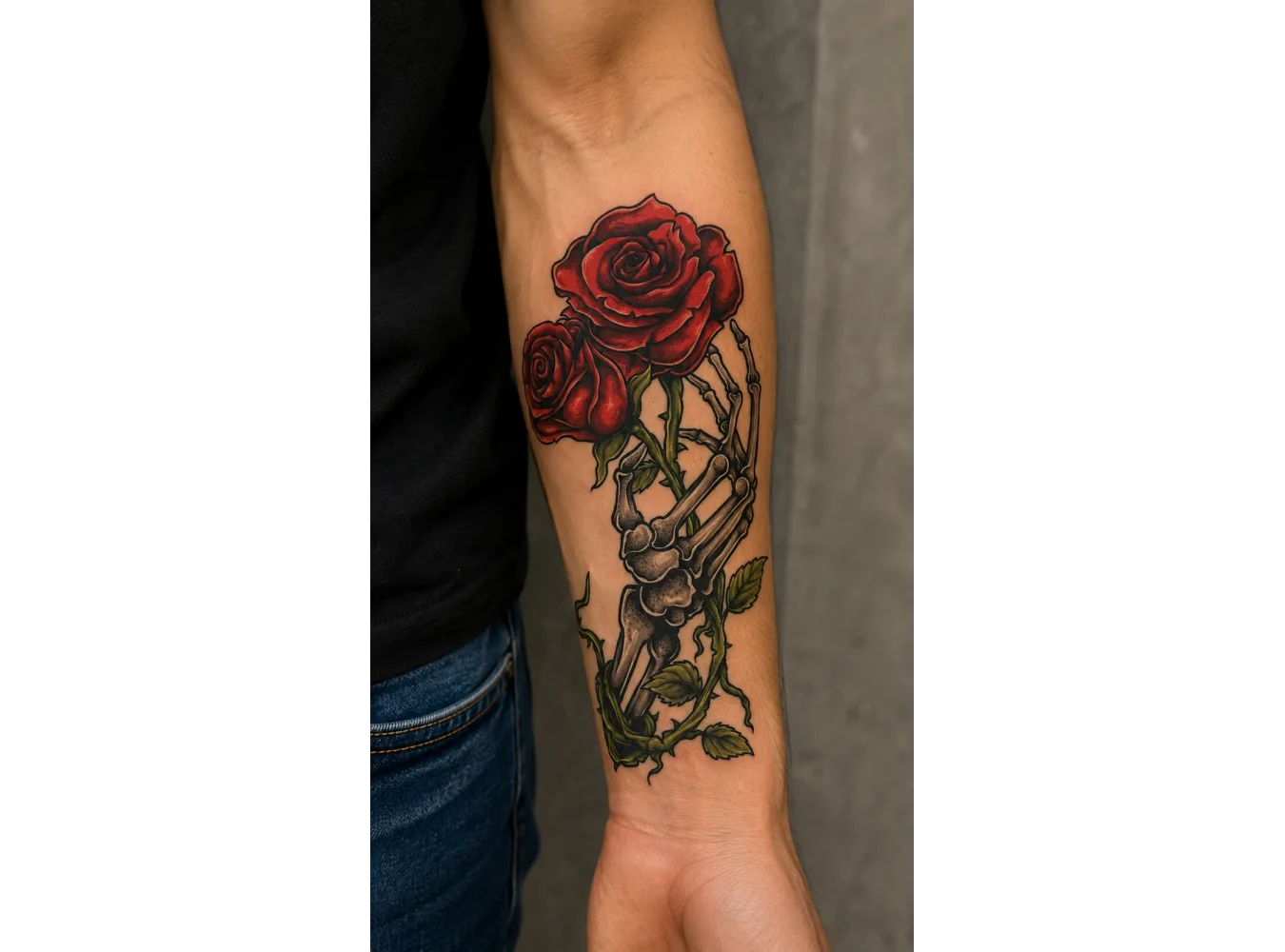 İskelet El Ve Gül Geçici Dövme Tattoo
