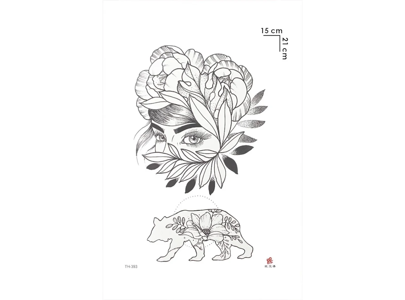 Kadın ve Çiçek Modelli Geçici Dövme Tattoo