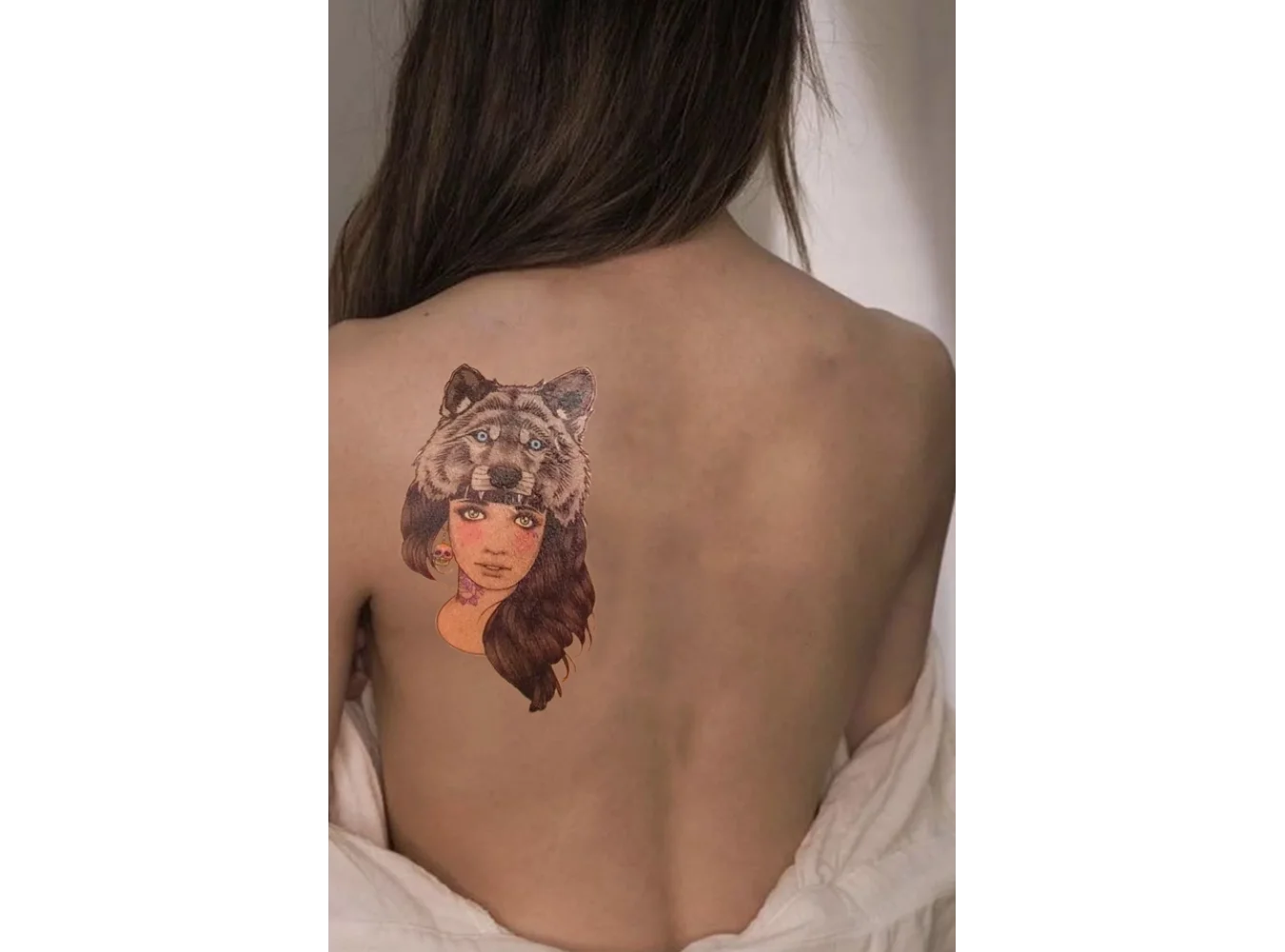 Kadın Ve Kurt Modelli Geçici Dövme Tattoo