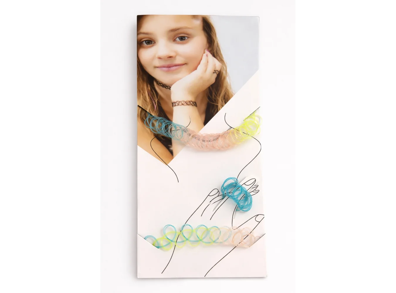Karışık Renk Elastik Choker Kolye | Bileklik Ve Yüzük Set