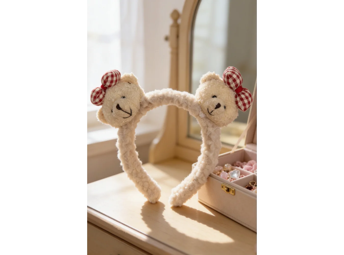 Krem Renk Ayıcık Figürlü Peluş Taç