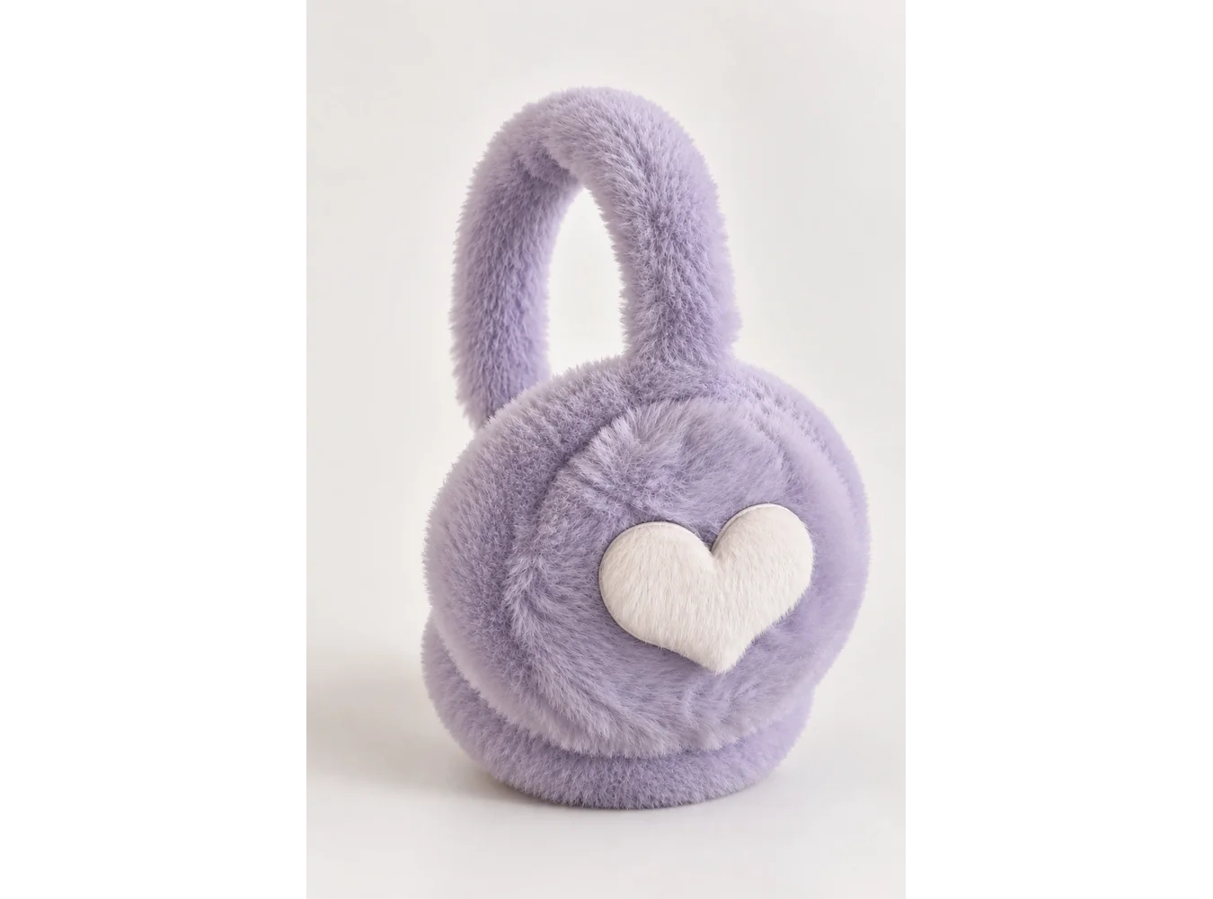 Lila Renk Kalp Figürlü Peluş Kulaklık