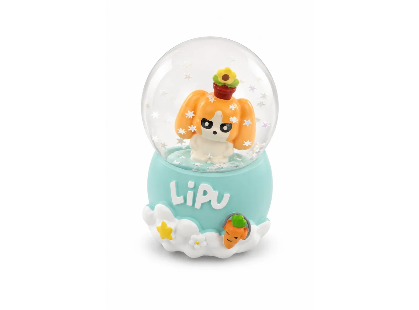 Mavi Renk Köpek Figürlü Işıklı Mini Kar Küresi