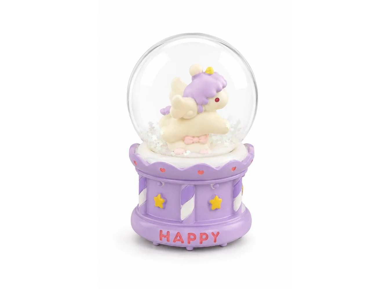 Mor Renk Unicorn Figürlü Işıklı Mini Kar Küresi