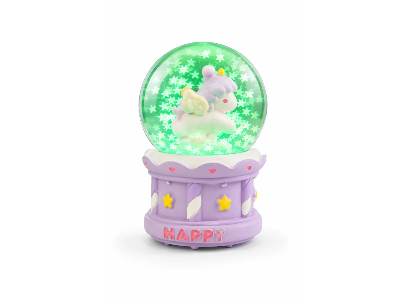 Mor Renk Unicorn Figürlü Işıklı Mini Kar Küresi
