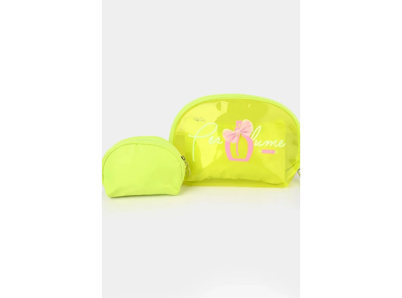 Neon Yeşil Şeffaf 3lü Makyaj Çantası