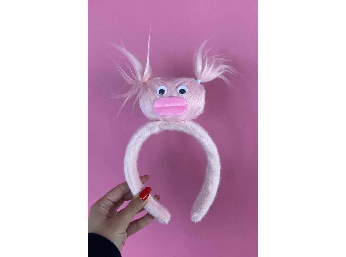 Pembe Renk Canavar Figürlü Peluş Taç