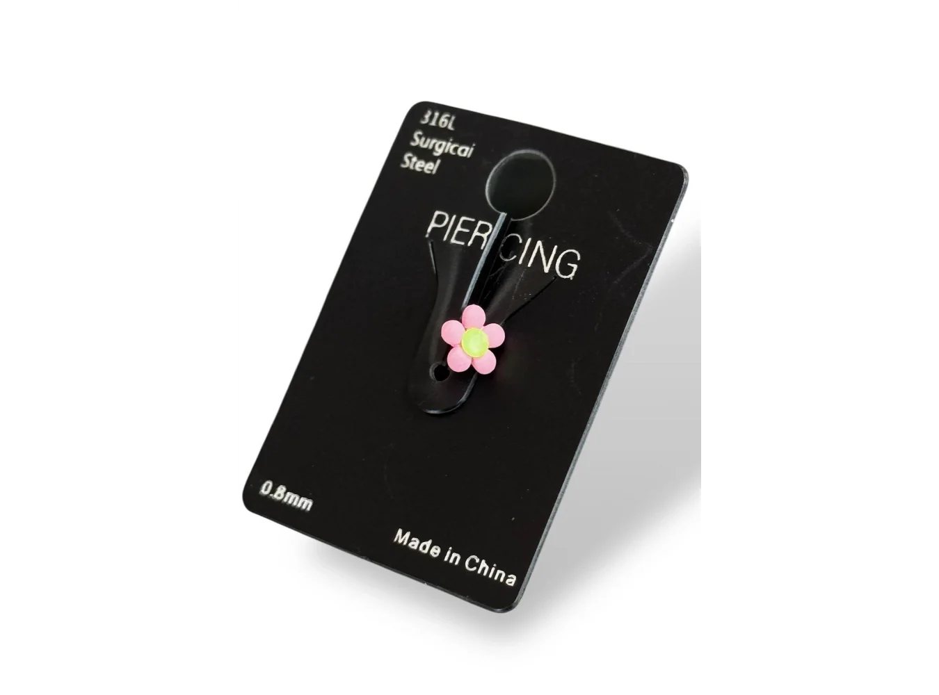 Pembe Renk Çiçek Figürlü Çelik Tragus/Kıkırdak Küpe/Piercing (Tek)