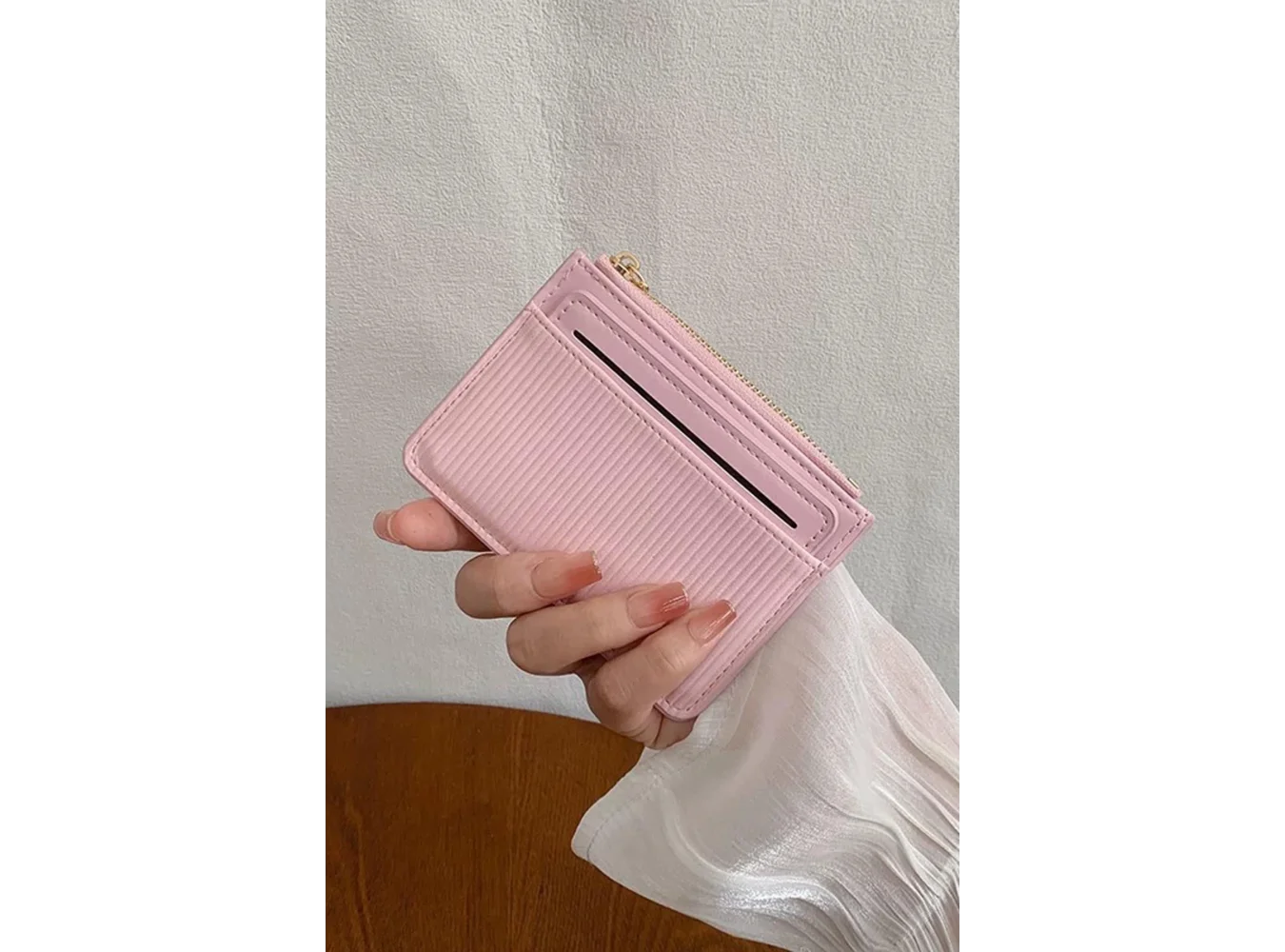 Pembe Renk Deri Kadın Cüzdan/Kartlık