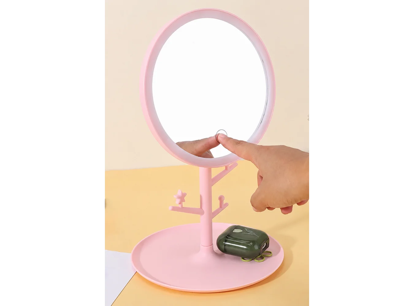 Pembe Renk Işıklı Masa Aynası