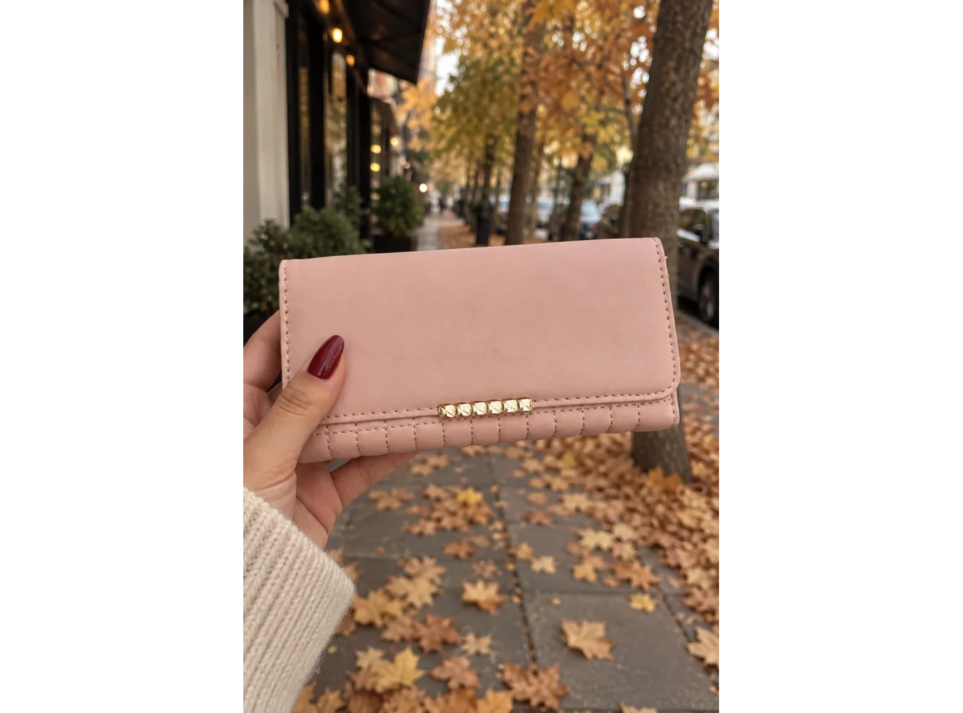 Pembe Renk Kadın Deri Cüzdan
