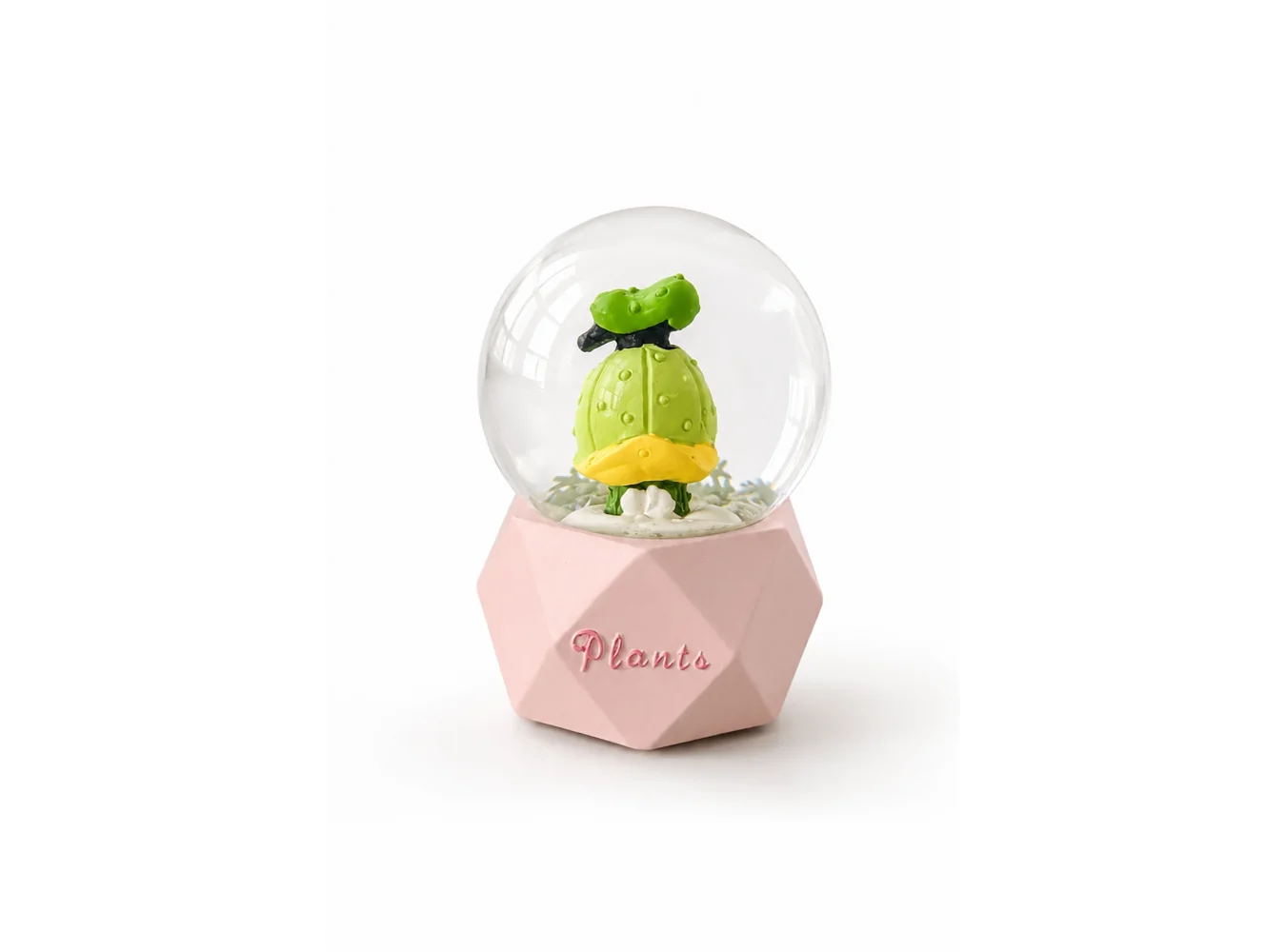 Pembe Renk Kaktüs Figürlü Işıklı Mini Kar Küresi