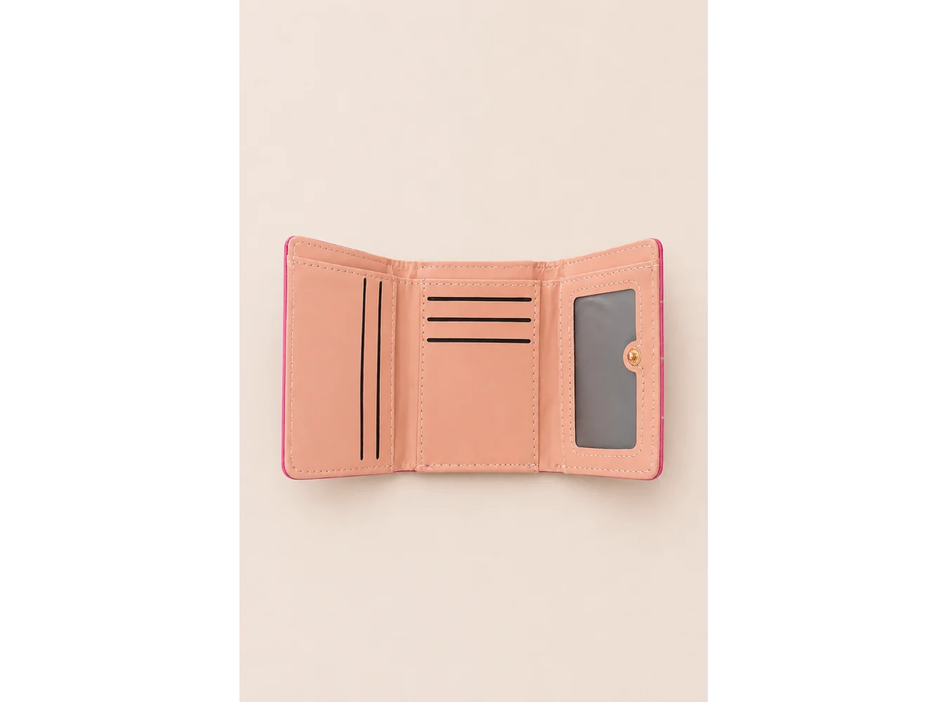 Pembe Renk Kalp Figürlü Deri Kadın Cüzdan