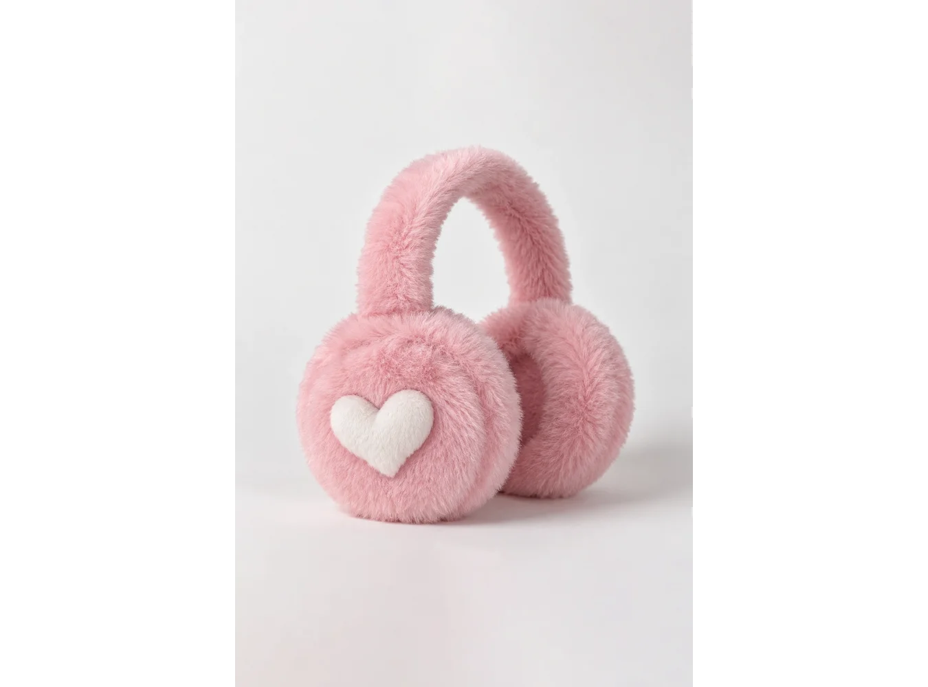 Pembe Renk Kalp Figürlü Peluş Kulaklık