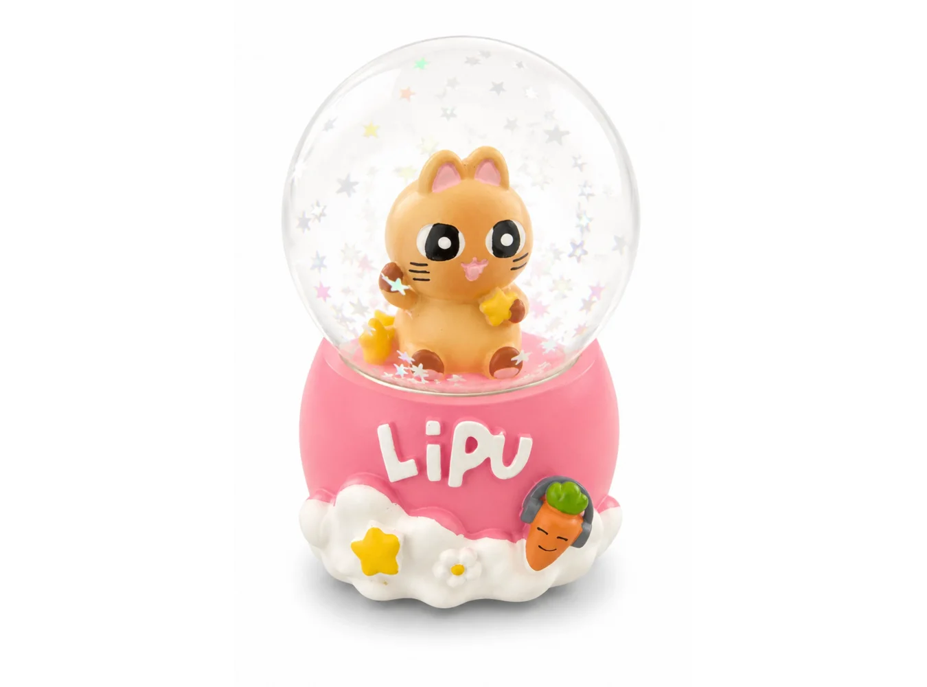 Pembe Renk Kedi Figürlü Işıklı Mini Kar Küresi