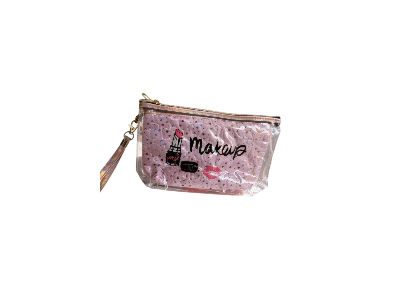 Pembe Renk Makeup Yazılı Makyaj Çantası